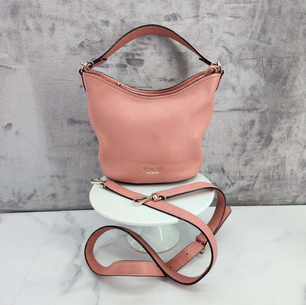 Kate Spade New York Pink/Salmon Leather Shoulder Bag Purse with Crossbody Strap